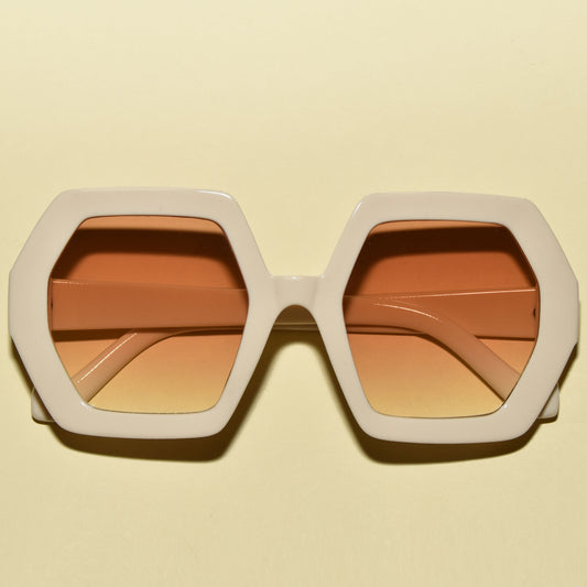 The ELTON 1970s Vintage Style Oversized Hexagon Square Sunglasses
