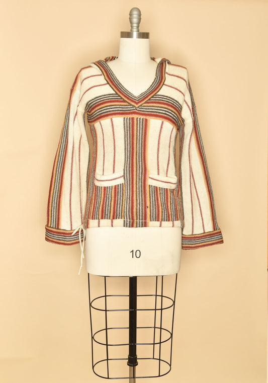 Vintage 1970's Space Dye Pullover Sweater-Front View 2 in ivory