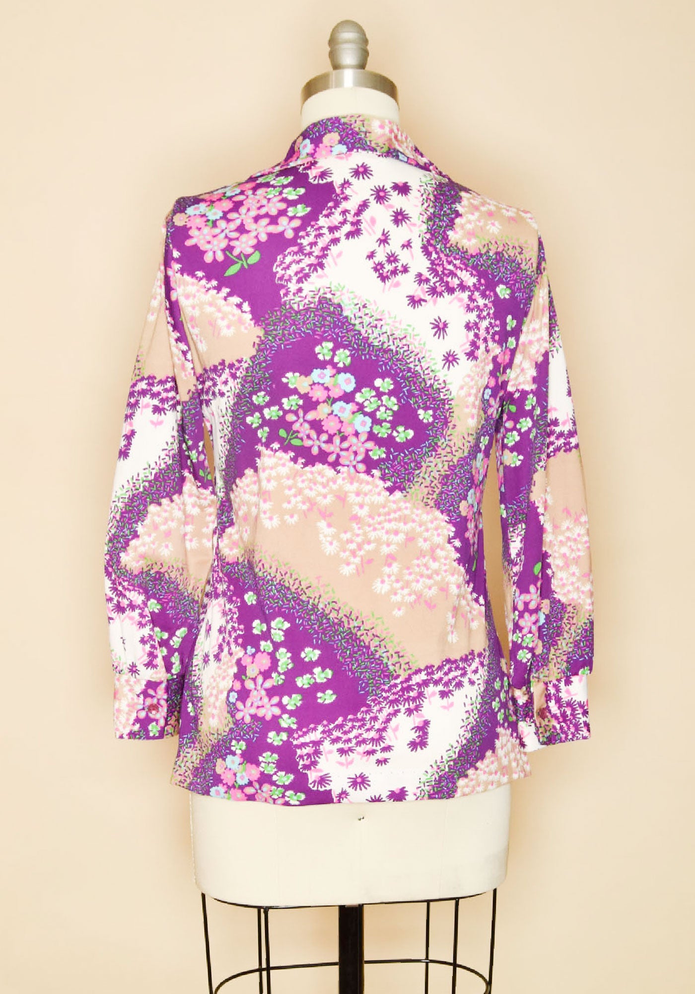 Vintage 1970's Graff Daisy Psychedelic Button Down Shirt-Multicolored-Back View