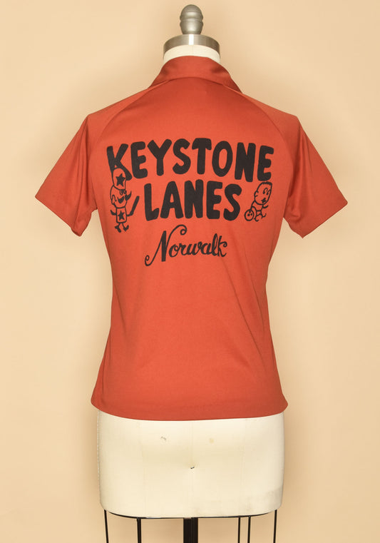 70s Keystone Lanes Bowling Shirt in rust brown