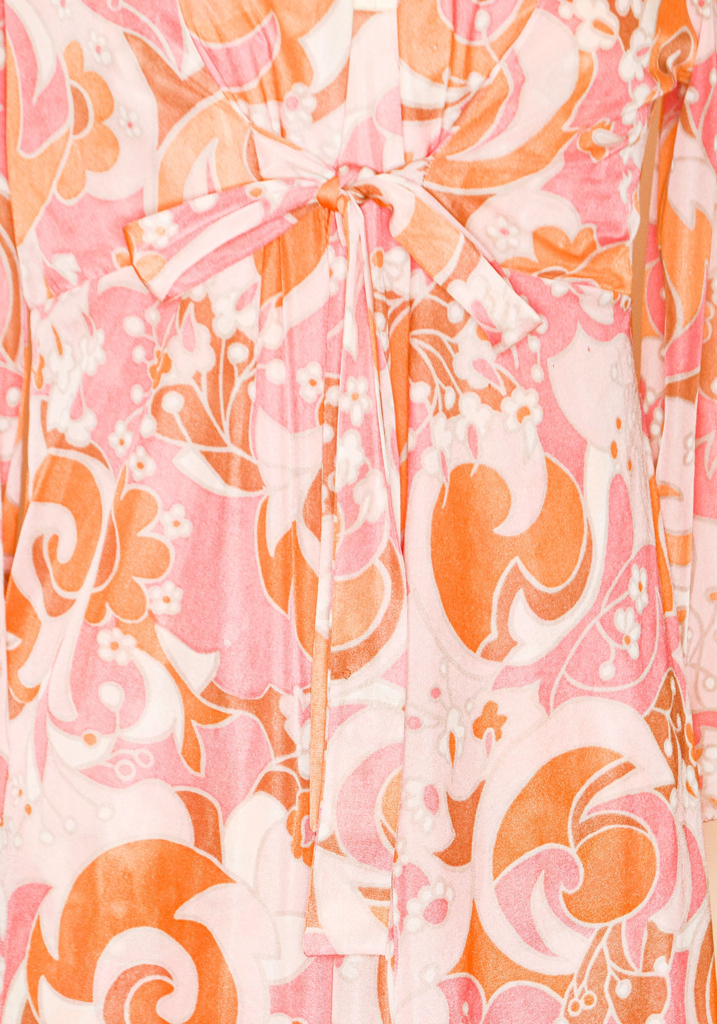 Vintage 1960's Groovy Floral Paisley Print Two Piece Night Gown and Robe Set- Dress View