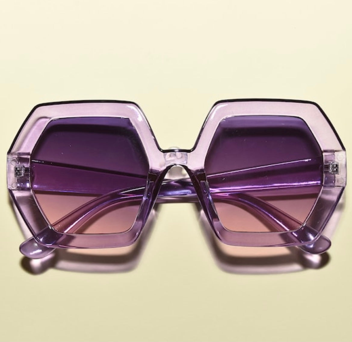 purple The ELTON 1970s Vintage Style Oversized Hexagon Square Sunglasses
