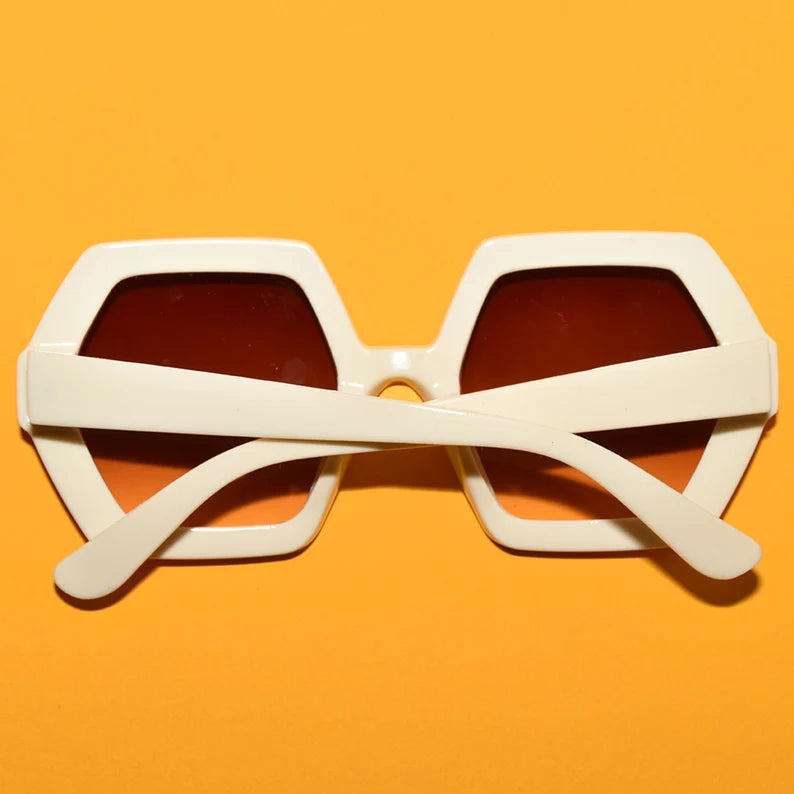 back image The ELTON 1970s Vintage Style Oversized Hexagon Square Sunglasses