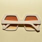 The ELTON 1970s Vintage Style Oversized Hexagon Square Sunglasses