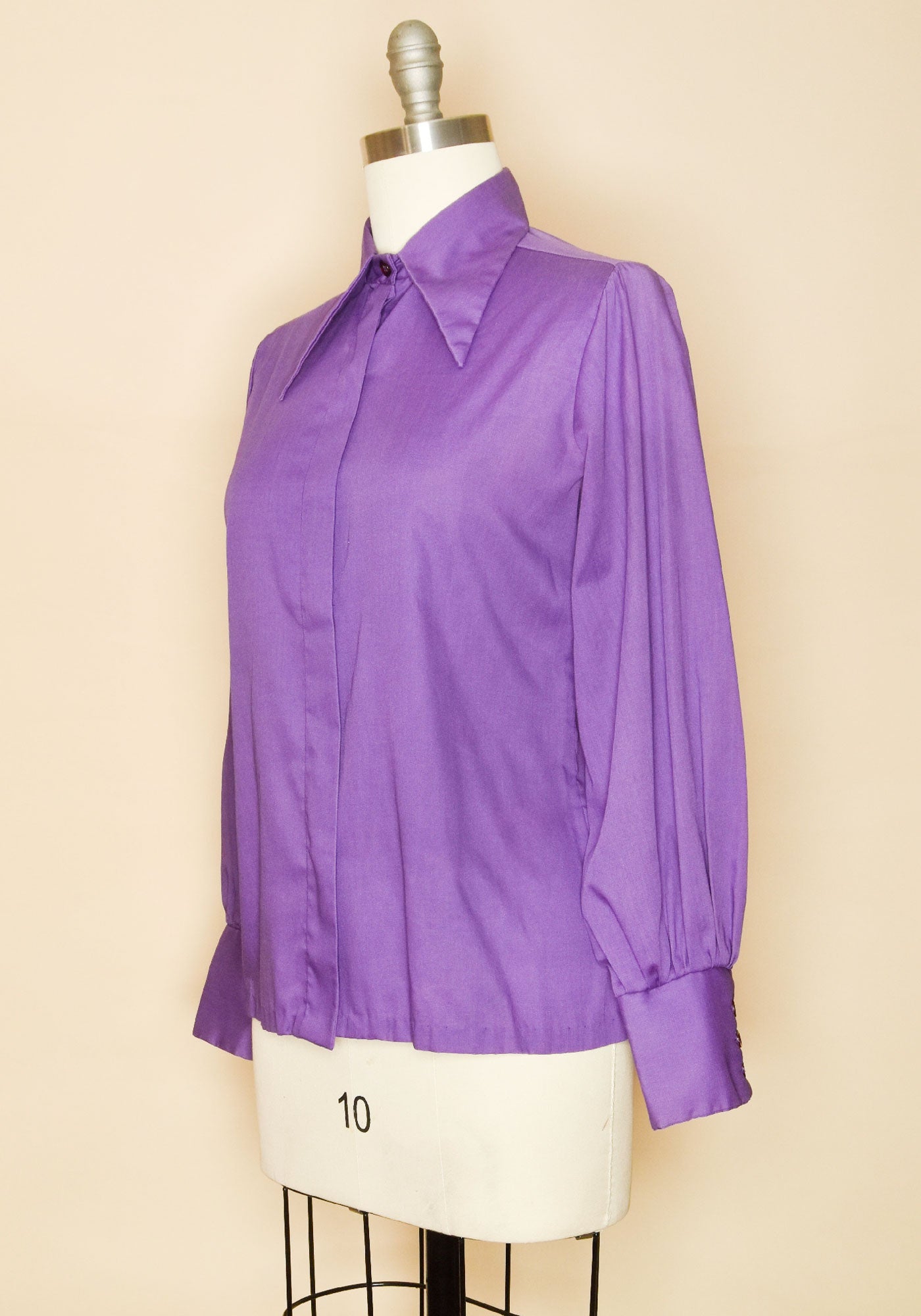 Vintage 1970s Purple Haze Long Sleeve Button Down Shirt- Purple-Side View 2
