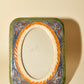 90s Stained Glass Oval  Picture Frame-Blue, Yellow, Green