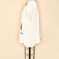 Mexican Cotton Embroidered Tunic Blouse-Ivory-Side View 2