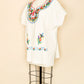 Mexican Cotton Embroidered Tunic Blouse-Ivory-Side View