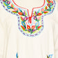 Mexican Cotton Embroidered Tunic Blouse-Ivory-Embroidery Detail Shot