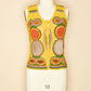 Vintage 1960s Acrylic Suede Patchwork Vest-Yellow-Front View