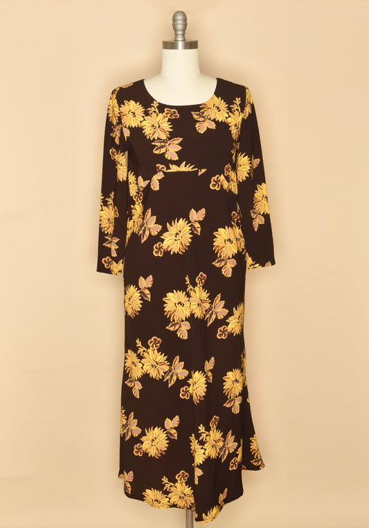 Vintage 1970s Floral Empire Waist Maxi Dress