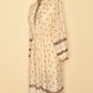 Vintage 1970's Floral Prairie Long Sleeve Midi Dress-Ivory with Brown Trim-Side View