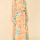 Vintage 1960's Floral Maxi Gown Dress With Belt-Side View