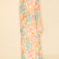 Vintage 1960's Floral Maxi Gown Dress With Belt- Back View