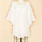 Mexican Cotton Gauze Bell Sleeve Tunic Dress- White-Front View 2