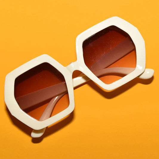 The ELTON 1970s Vintage Style Oversized Hexagon Square Sunglasses