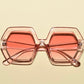 pink The ELTON 1970s Vintage Style Oversized Hexagon Square Sunglasses